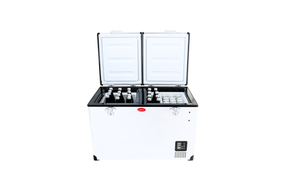SnoMaster - 81.5L Dual Compartment Portable Fridge/Freezer AC/DC - Stainless Steel (SMDZ-TR82D)