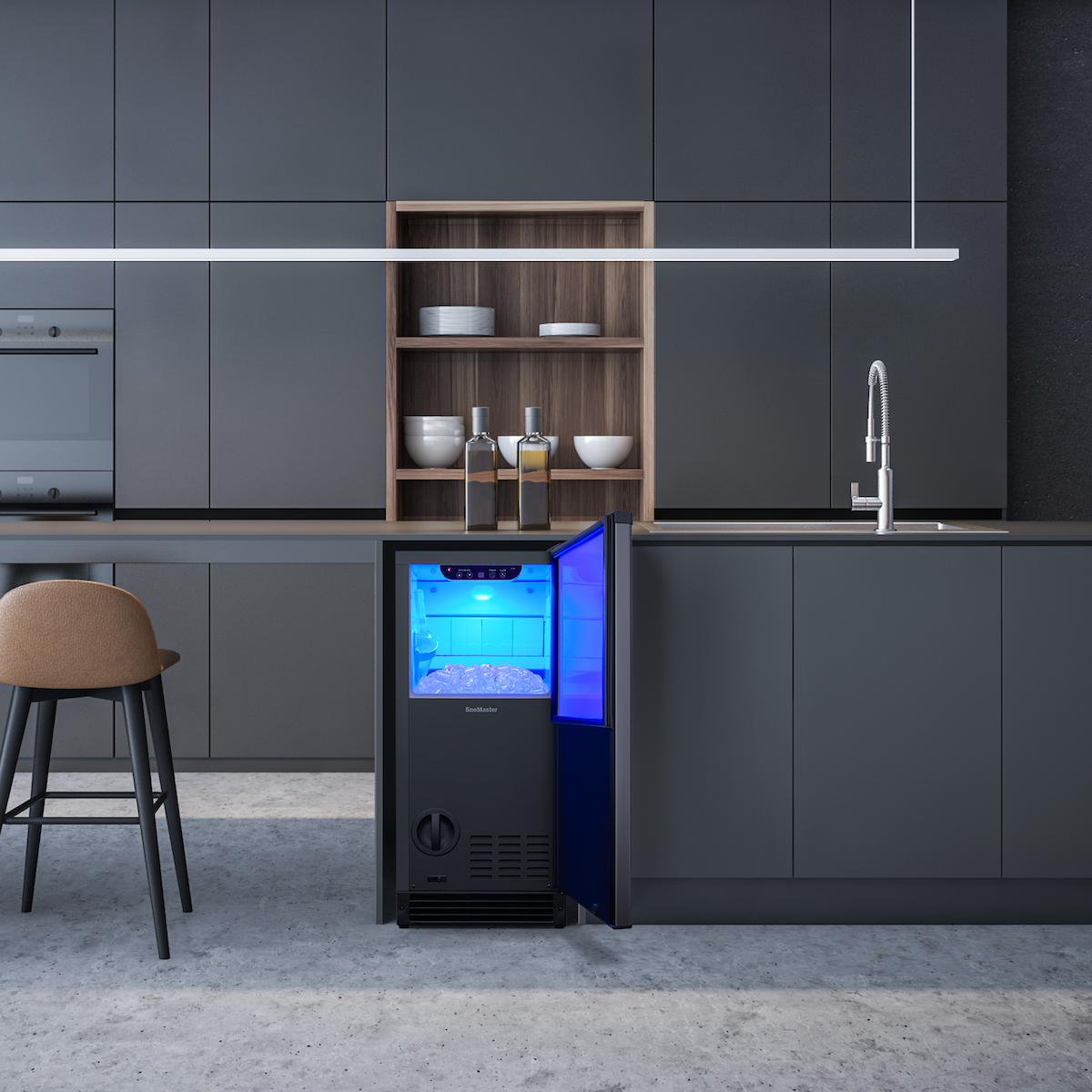 SnoMaster SMIC-25 Black 30kg Plumbed-In Bullet Ice Maker