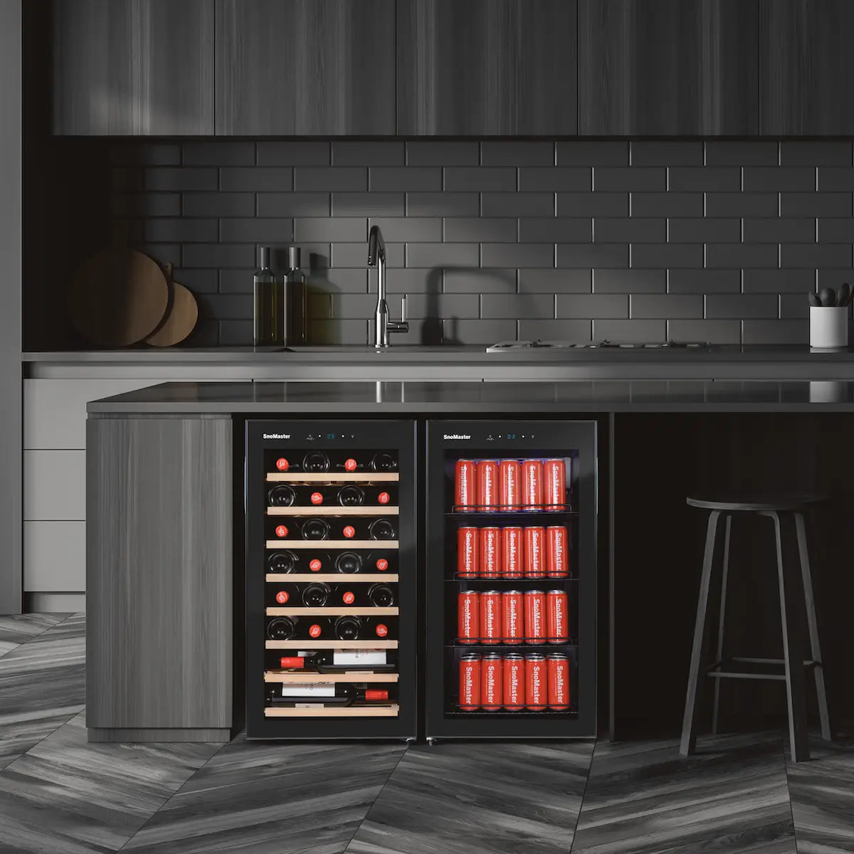 SnoMaster SMBC-100W 28 Bottle Single Zone Wine Cooler – Black