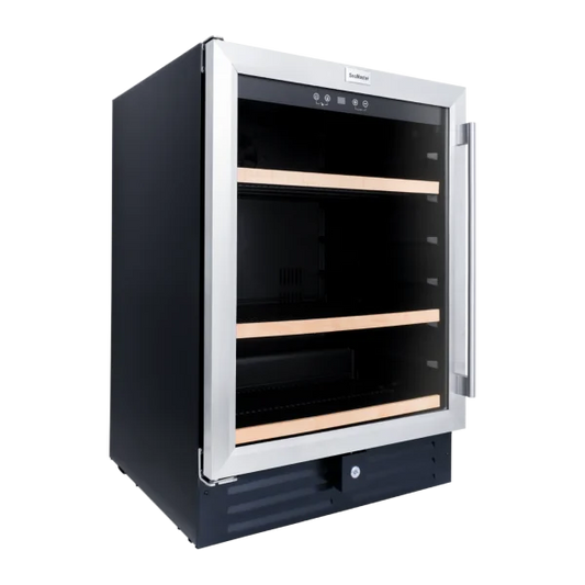 SnoMaster SMBC-145 145L Under-Counter Beverage Cooler – Black with Stainless Steel Trim