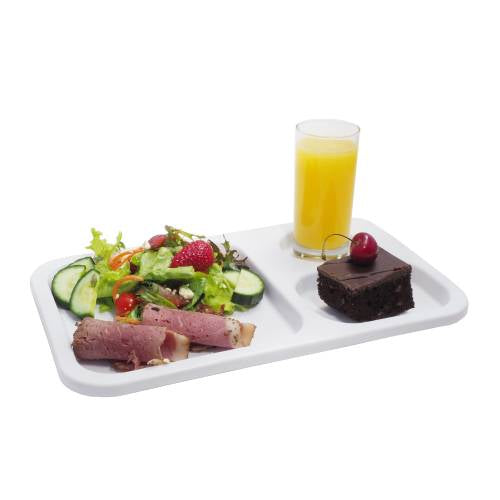 Tuff Tray ,3 Division White Cafeteria Tray 345 x 205mm