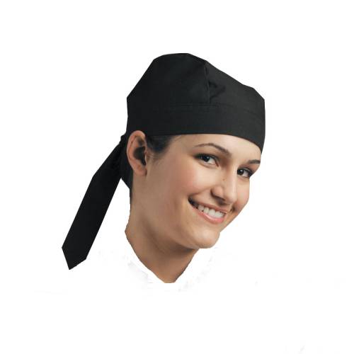 Chef Equip Chef Skull Cap -Tie-Back Black