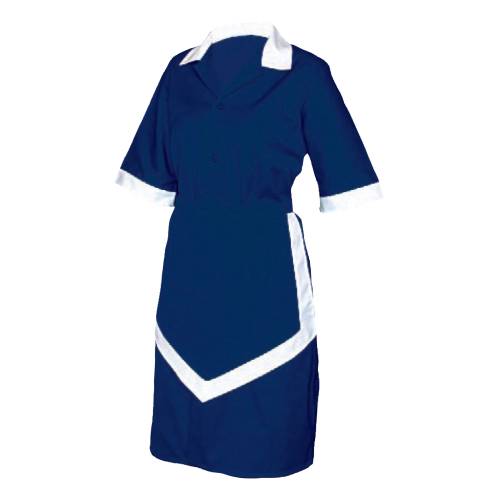 Chef Equip Ladies Housekeeping Uniform -3 Piece Navy & White (Medium)