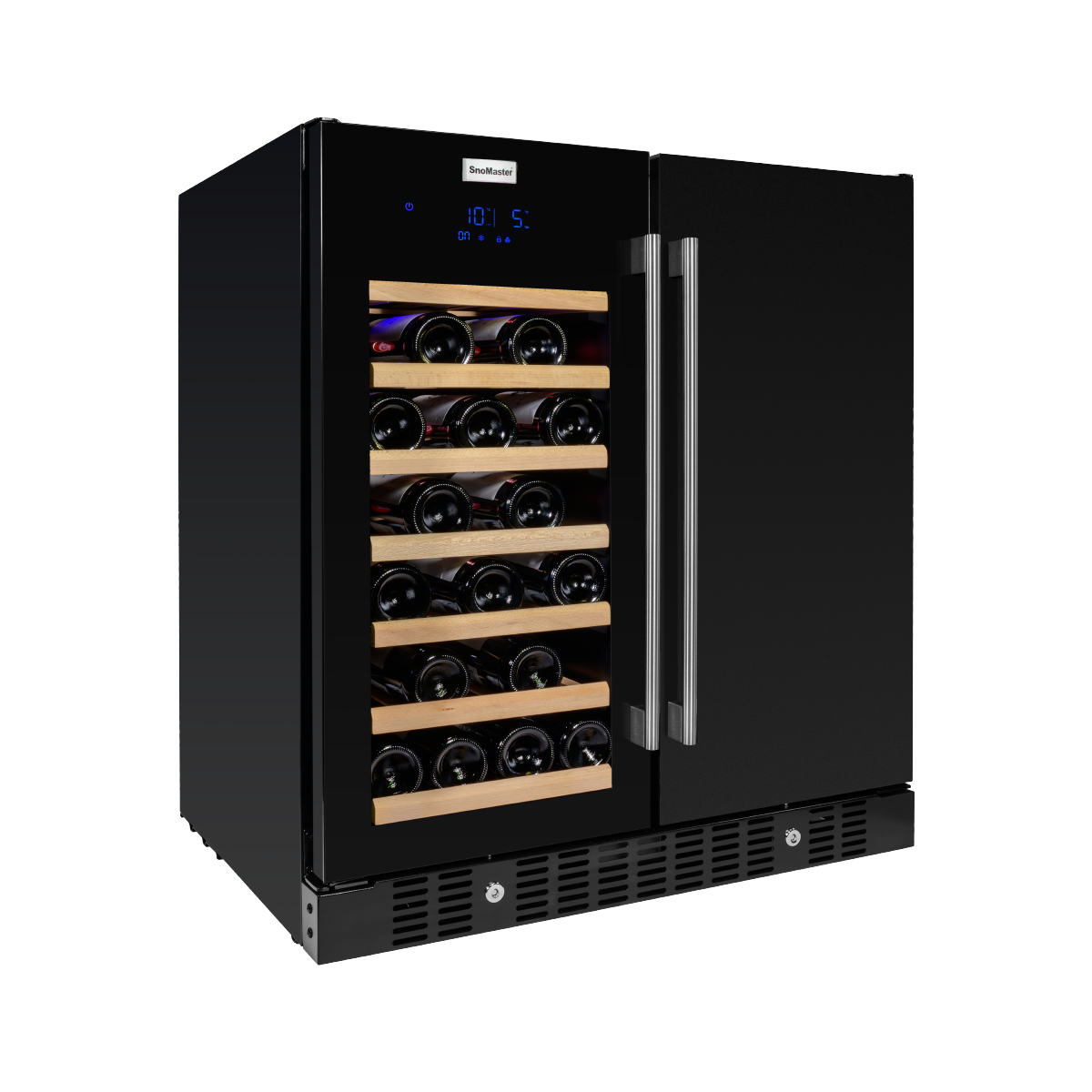 SnoMaster - 34 Bottle + 95L Pro Series Double Door Wine/Beverage Cooler - Black (VT-19DPRO(BLACK))