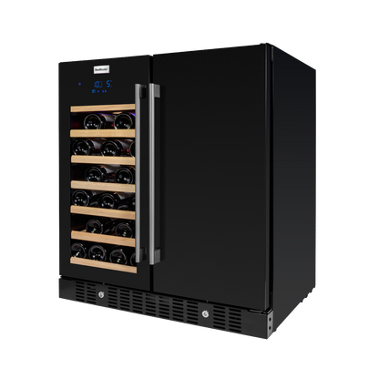 SnoMaster - 34 Bottle + 95L Pro Series Double Door Wine/Beverage Cooler - Black (VT-19DPRO(BLACK))