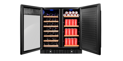 SnoMaster - 34 Bottle + 95L Pro Series Double Door Wine/Beverage Cooler - Black (VT-19DPRO(BLACK))