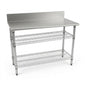 Stainless Steel 2-Tier Work Table with Splashback - 1300 x 690 x 870mm
