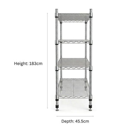 Zinc/Epoxy 4-Shelf Shelving Complete Unit 455 (d) x 1830 (h) mm